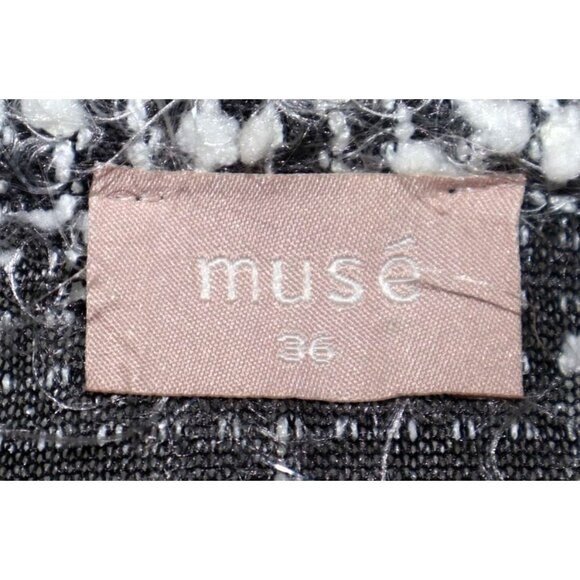 Muse Boucle Knit Cardigan Jacket Black White Textured Open Front Old Money Chic - Picture 3 of 9